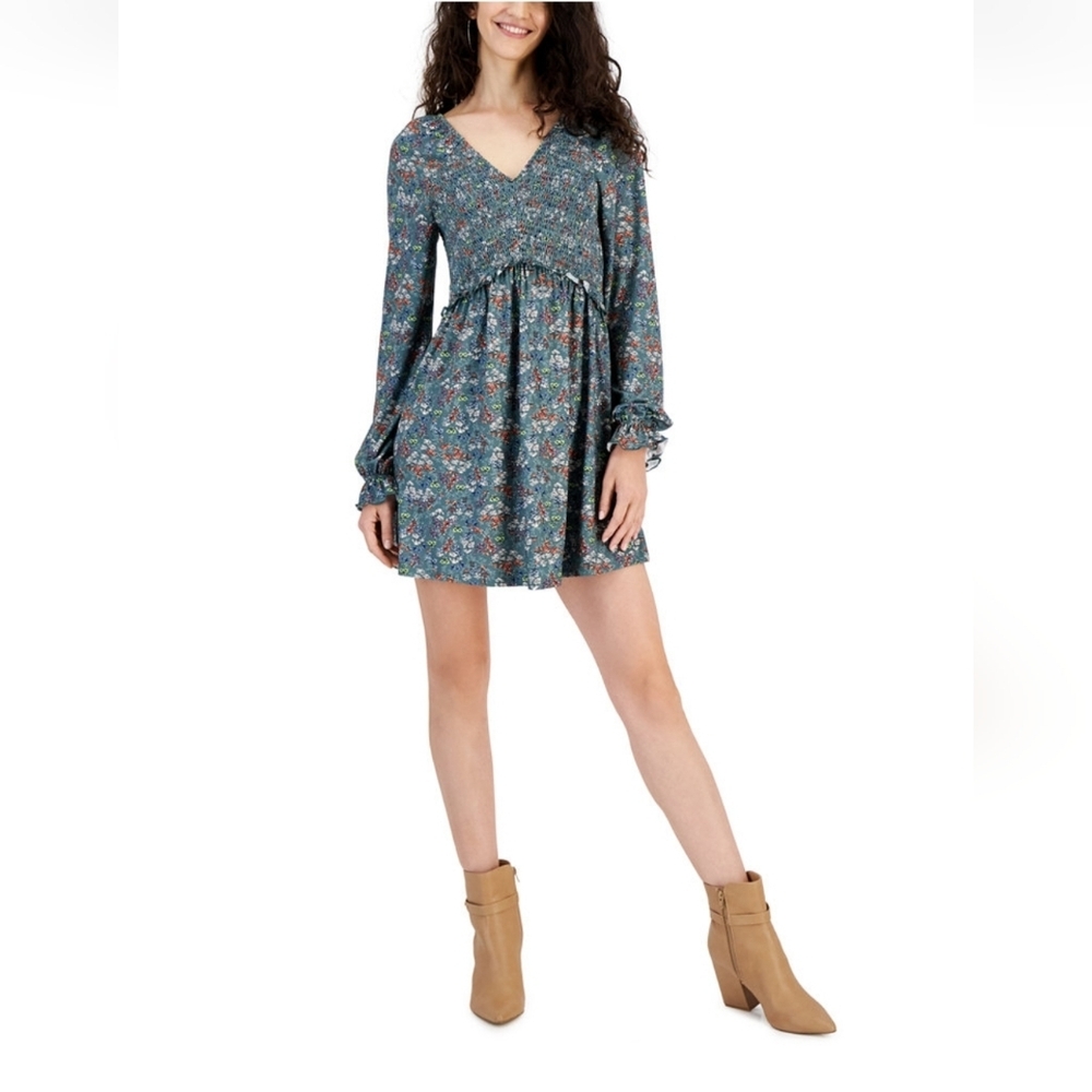 love, Fire Sage Floral Smocked Mini Dress